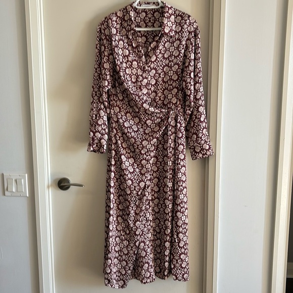 Mango Midi Dress, Burgandy and Cream, US 10, EUR XL - Picture 1 of 6